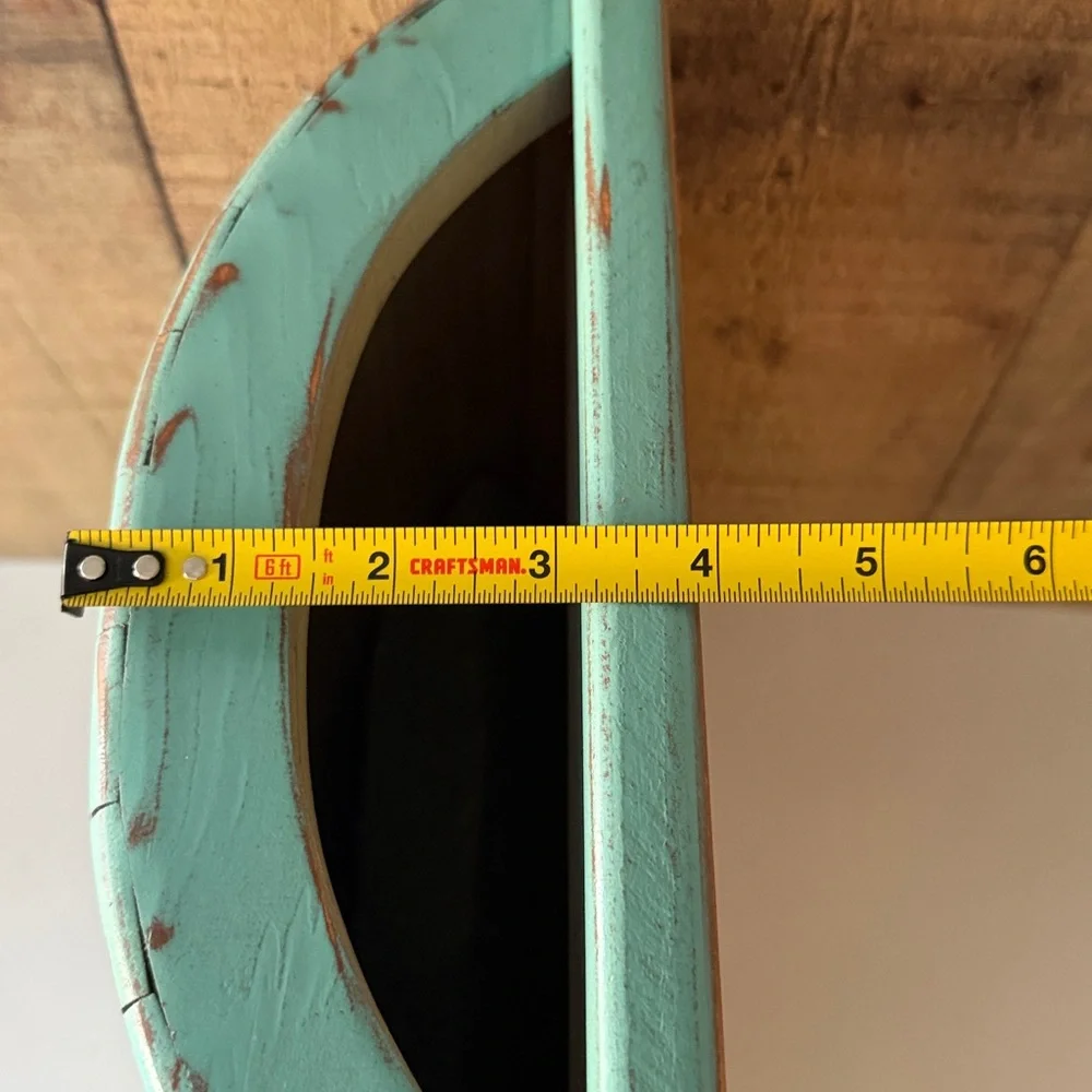 Vintage Inspired Upcycled Shabby Chic Floral Wooden Half Bucket Wall Pocket - Picture 9 of 13